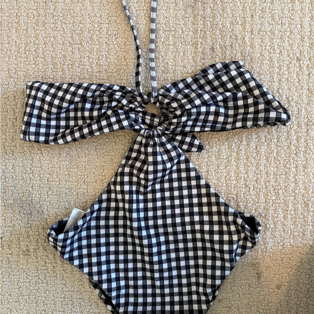 Mara Hoffman Black and White Gingham One-Piece Swimsuit